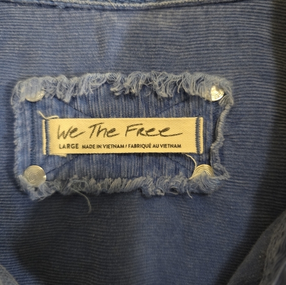We The Free People Baby Cord Buttondown Shirt Electric Indigo Oversized Large - Picture 8 of 9